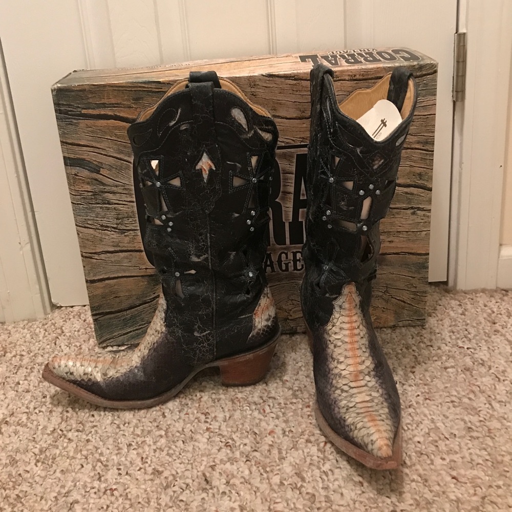 Corral Ocean Blue Python Boots